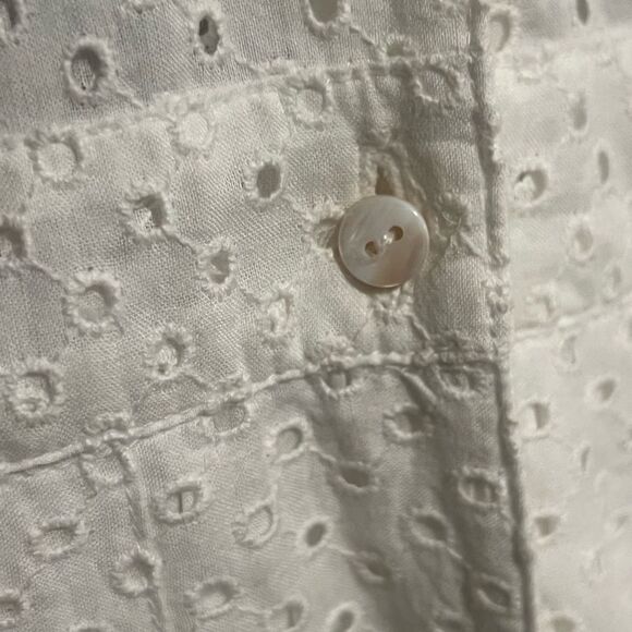 LOVESHACKFANCY Jodie Eyelet Ruffle White Dress $695 Size 4 Button Down - Picture 10 of 16